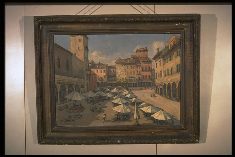 Piazza Erbe a Mantova, ARCHITETTURE (dipinto) di Monfardini, Alfonso (sec. XX)