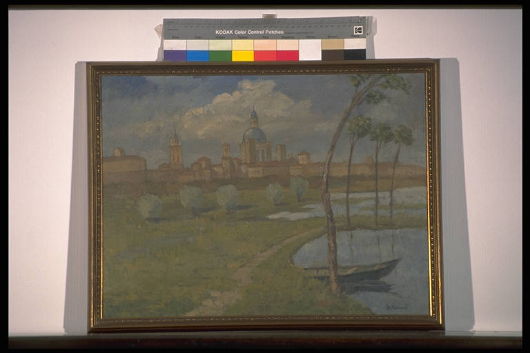 Paesaggio, PAESAGGIO CON LAGO v Paesaggio lacustre (dipinto) di Resmi, Guido (prima metà sec. XX)