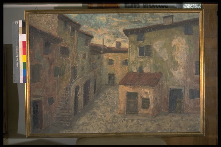 Scorcio di paese, ARCHITETTURE (dipinto) di Darè, Alfonso, detto, Cini (sec. XX)