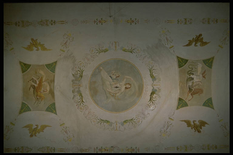 MOTIVI DECORATIVI A GROTTESCHE (soffitto dipinto) - scuola mantovana (secc. XVIII/ XIX)