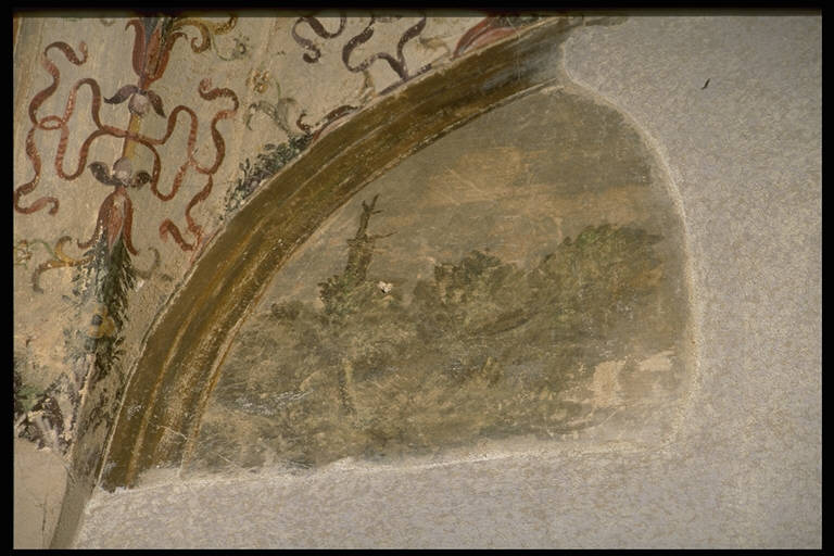 PAESAGGIO CON ALBERI (dipinto murale) - scuola mantovana (sec. XVI)