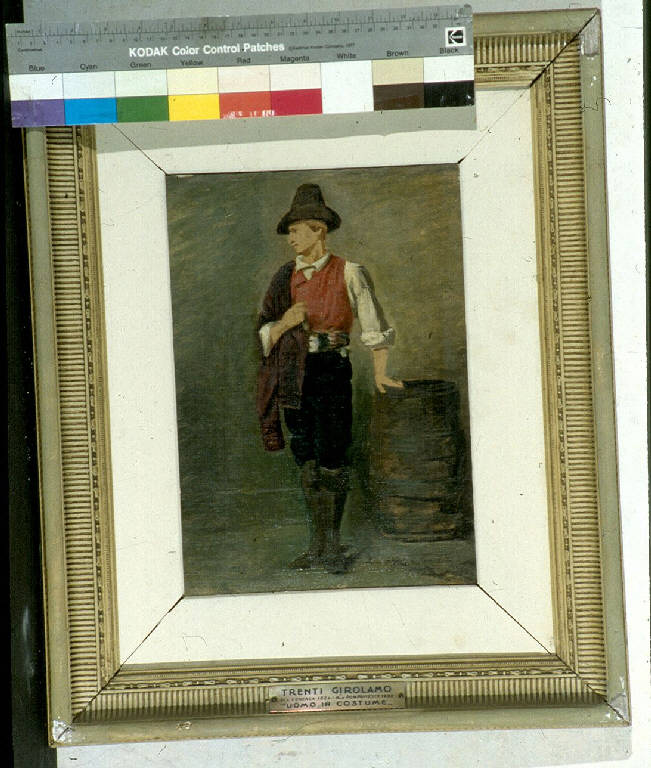 Uomo in costume regionale dell'Ottocento, Ritratto maschile (dipinto) di Trenti, Girolamo (sec. XIX)