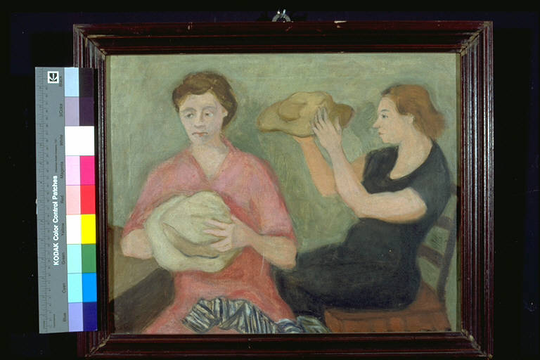 Le modiste, Modiste con cappelli femminili (dipinto) di Brancaccio, Luise, Diana (secondo quarto sec. XX)