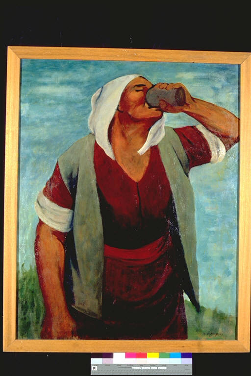 Donna che beve, Figura femminile che beve (dipinto) di Ramponi, Maria, Antonietta (terzo quarto sec. XX)