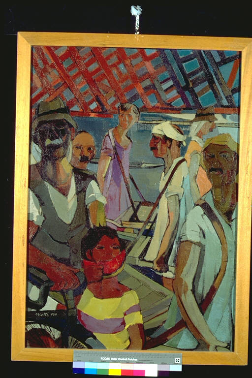 Barcaioli del Po, Barcaioli del Po (dipinto) di Motti, Giuseppe (terzo quarto sec. XX)