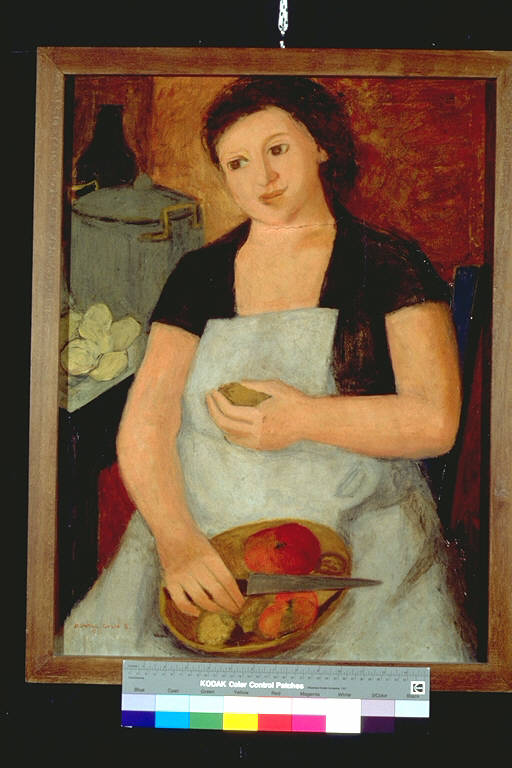 La cuoca, Cuoca al lavoro (dipinto) di Brancaccio, Luise, Diana (terzo quarto sec. XX)