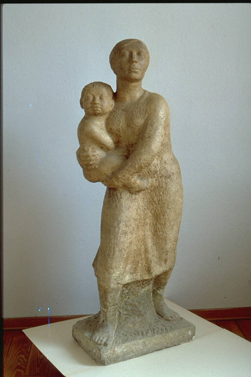 Contadina con bimbo, Contadina con bimbo (scultura) di Paolini, Dino (secondo quarto sec. XX)