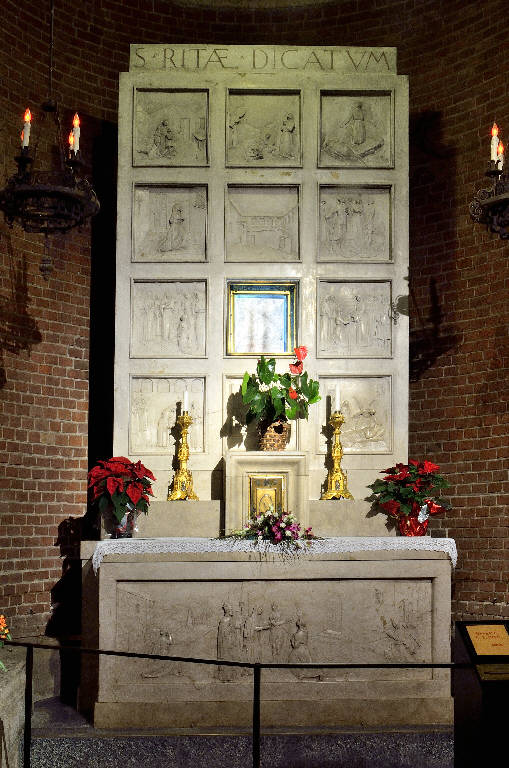 Altare di S. Rita, Santa Rita (altare) di Scapolla, Giovanni - bottega pavese (secondo quarto sec. XX)