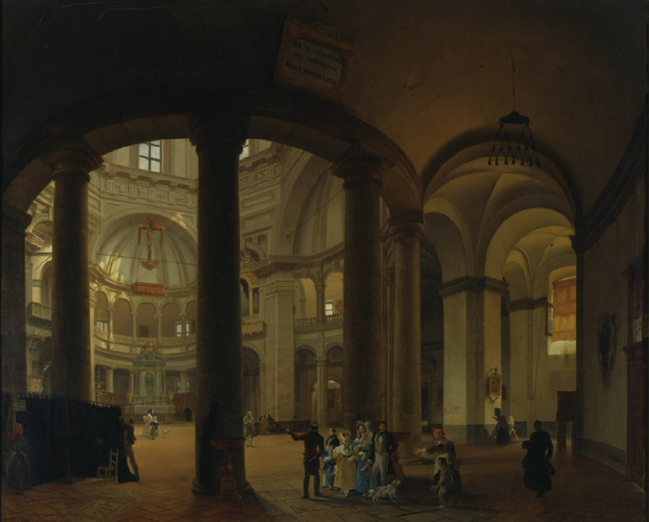 Interno della chiesa di San Lorenzo a Milano, Interno della chiesa di San Lorenzo a Milano (dipinto) di Migliara Giovanni (sec. XIX)