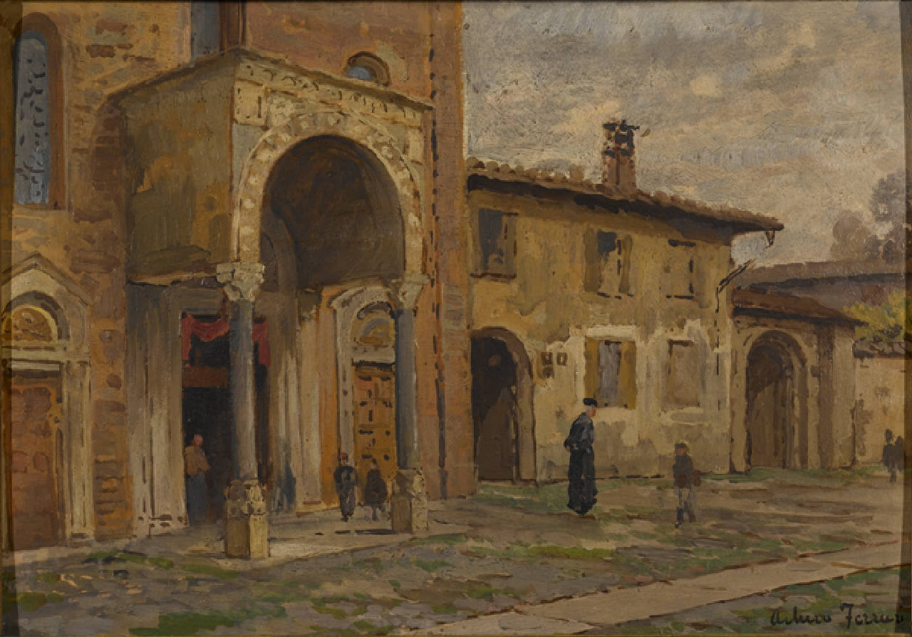 Chiesa e via di San Calimero, La chiesa di San Calimero con la via omonima a Milano (dipinto) di Ferrari Arturo (sec. XIX)