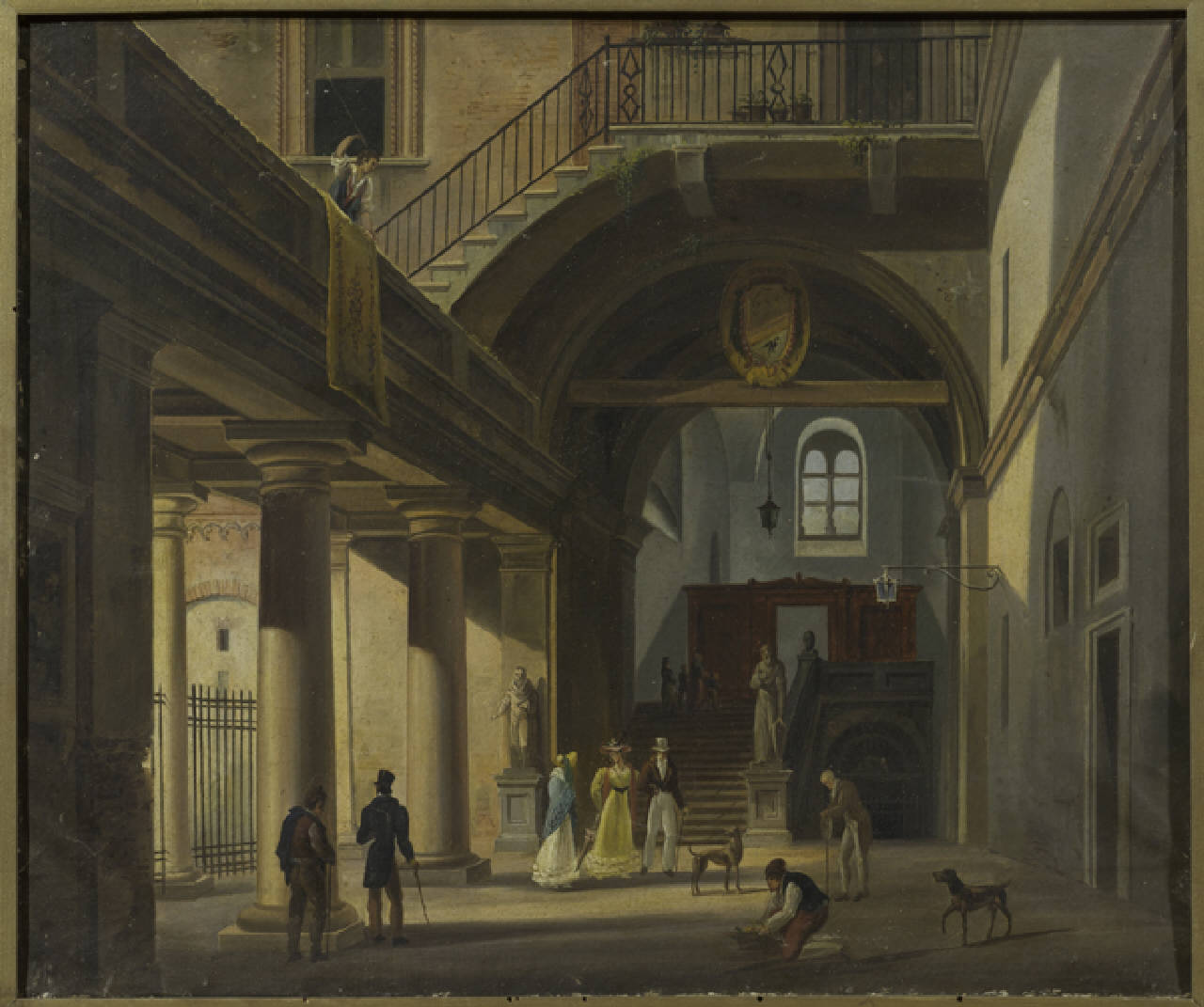 Cortile di casa signorile, Cortile di casa signorile nella Milano di inizio Ottocento (dipinto) di Anonimo (sec. XIX)