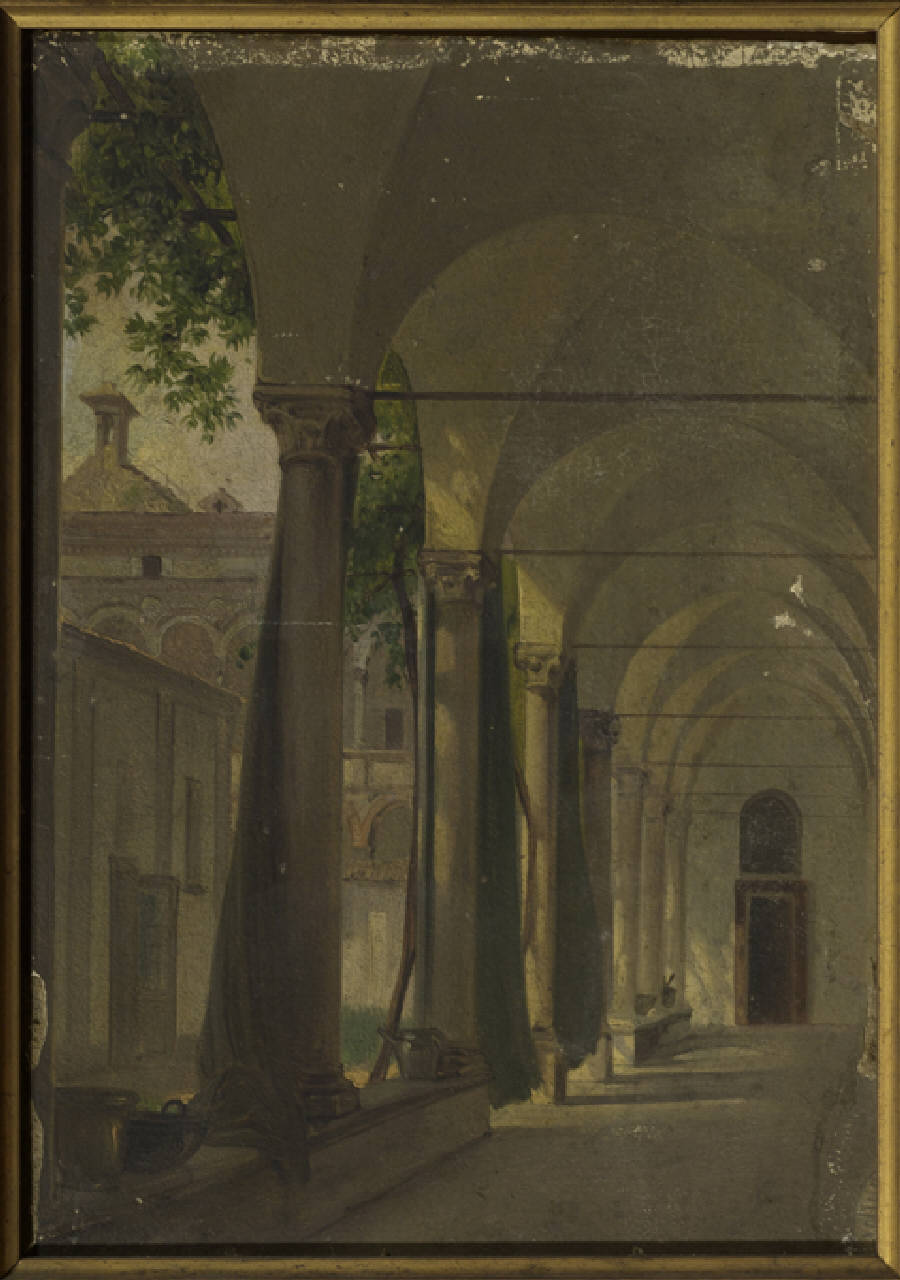 Cortiletto dell'Ospedale Maggiore, Cortiletto dell'antico Ospedale Maggiore di Milano (dipinto) di Anonimo (prima metà sec. XIX)
