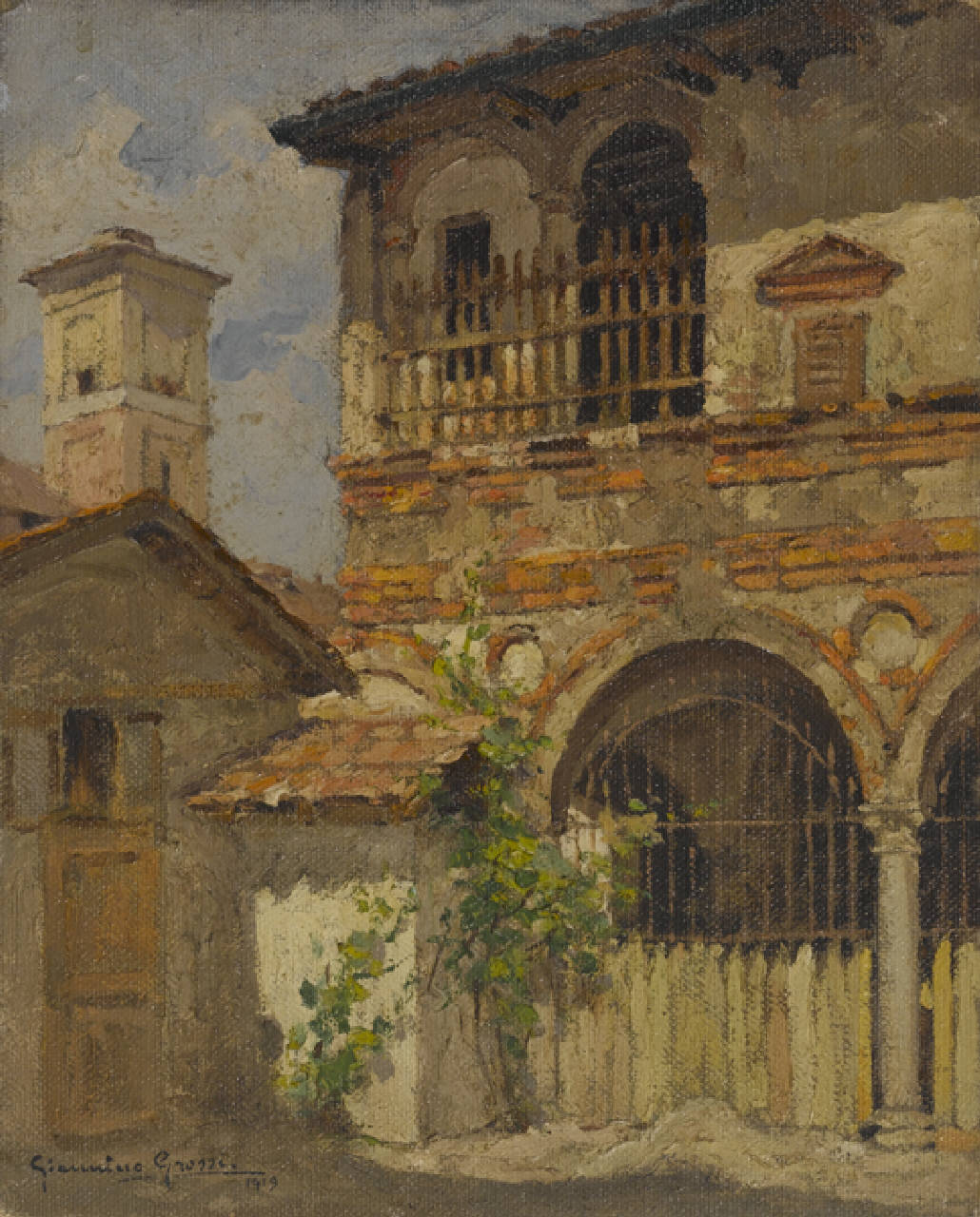 Avanzi dell'antico convento della Vettabbia, Resti dell'antico convento della Vettabbia a Milano (dipinto) di Grossi Giannino (sec. XX)