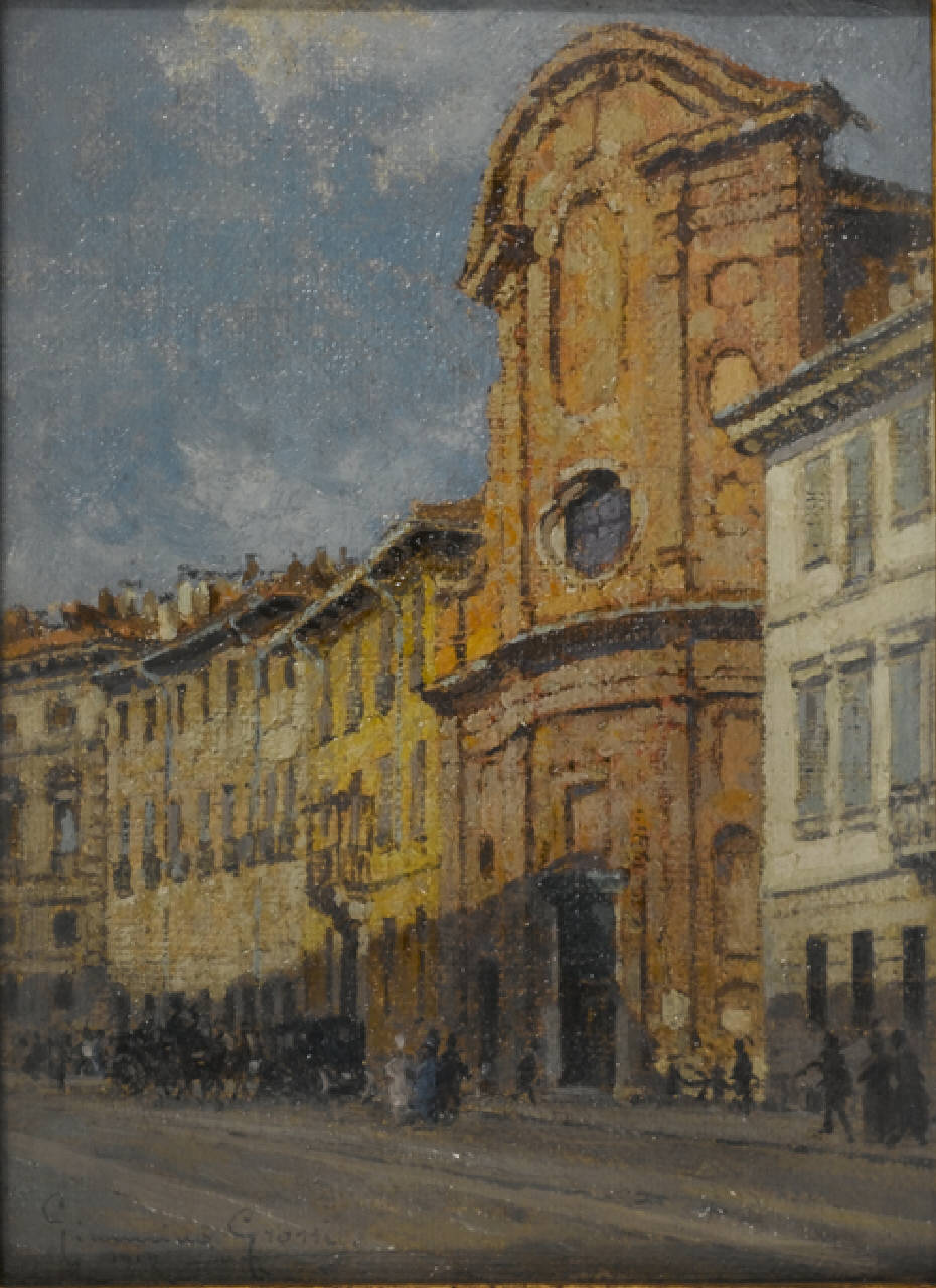 Antica chiesa dei Crociferi in via Durini, Chiesa dei Crociferi in via Durini a Milano (dipinto) di Grossi Giannino (sec. XX)