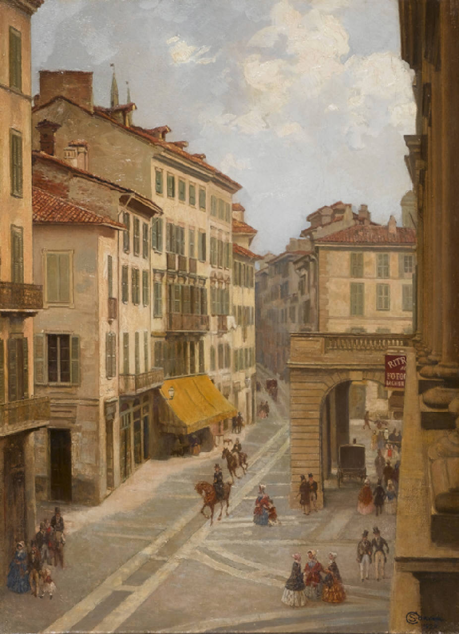 Piazza della Scala avanti il 1857, Piazza della Scala prima del 1857 (dipinto) di Corvaya Salvatore (sec. XX)