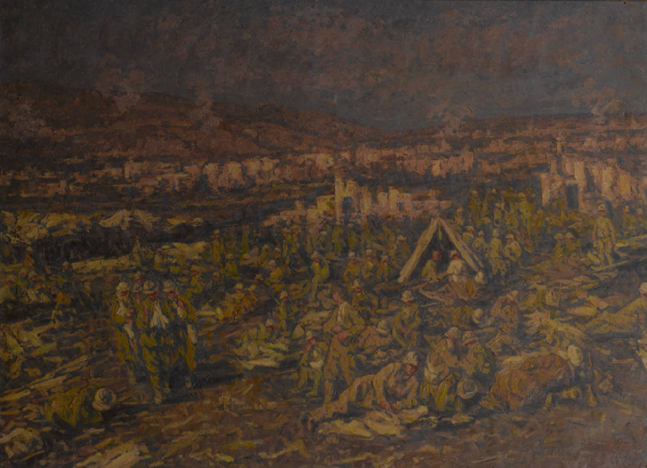 La conquista del Monte Penna, Episodio della prima guerra mondiale, la conquista del Monte Penna (dipinto) di Gallotti Alessandro (sec. XX)