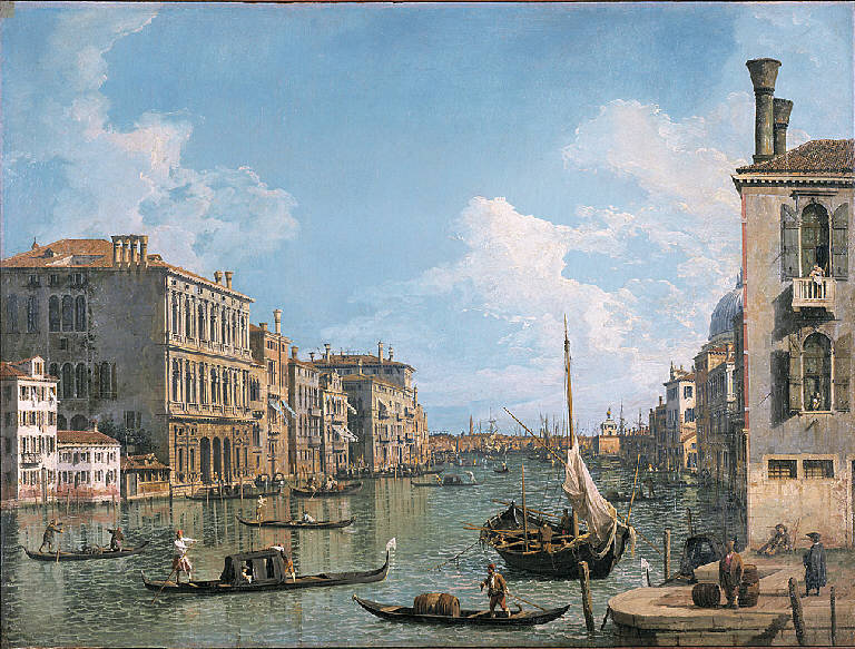 Veduta del Canal Grande verso la punta della Dogana, da Campo San Vio, veduta prospettica di Venezia (dipinto) di Canaletto (sec. XVIII)