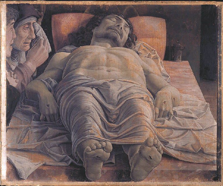 Cristo morto nel sepolcro e tre dolenti, compianto sul Cristo morto (dipinto) di Mantegna, Andrea (sec. XV)