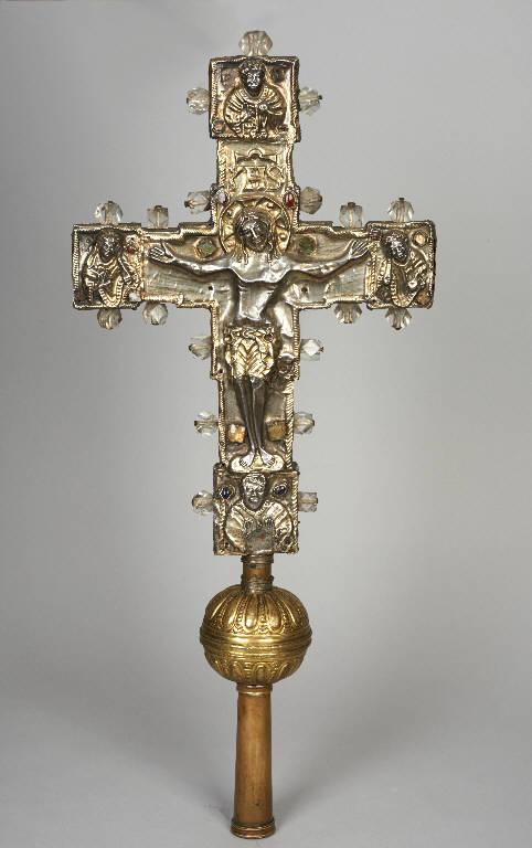 Cristo crocifisso con la Madonna e San Giovanni Evangelista, Cristo Pantocratore con il Tetramorfo (croce processionale) - ambito lombardo (sec. XII)
