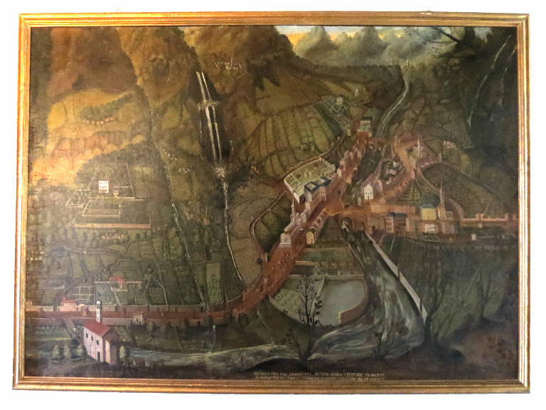 Veduta di Piuro prima della frana, Veduta di Piuro prima della frana del 1618 (dipinto) - ambito lombardo (sec. XVII)