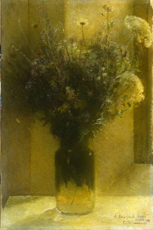 Fiori, vaso di fiori (dipinto) di Gaudenzi, Pietro (sec. XX)