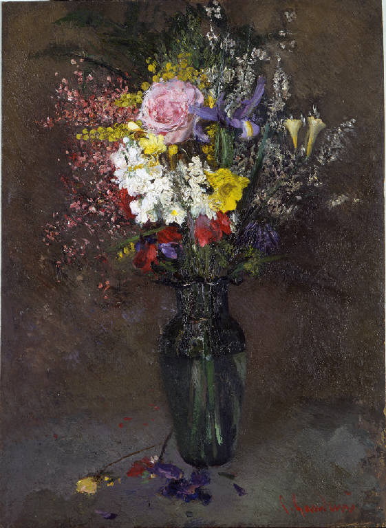 Fiori, vaso di fiori (dipinto) di Gaudenzi, Pietro (sec. XX)