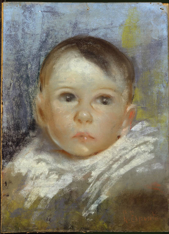 Testa di bambino, bambino (dipinto) di Esposito Gaetano (inizio sec. XX)