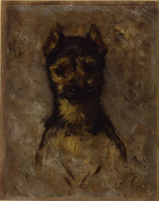 Testa di cane, cane (dipinto) di Palizzi, Filippo (sec. XIX)