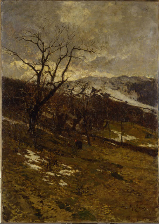 Inverno, paesaggio invernale (dipinto) di Gignous Eugenio (ultimo quarto sec. XIX)