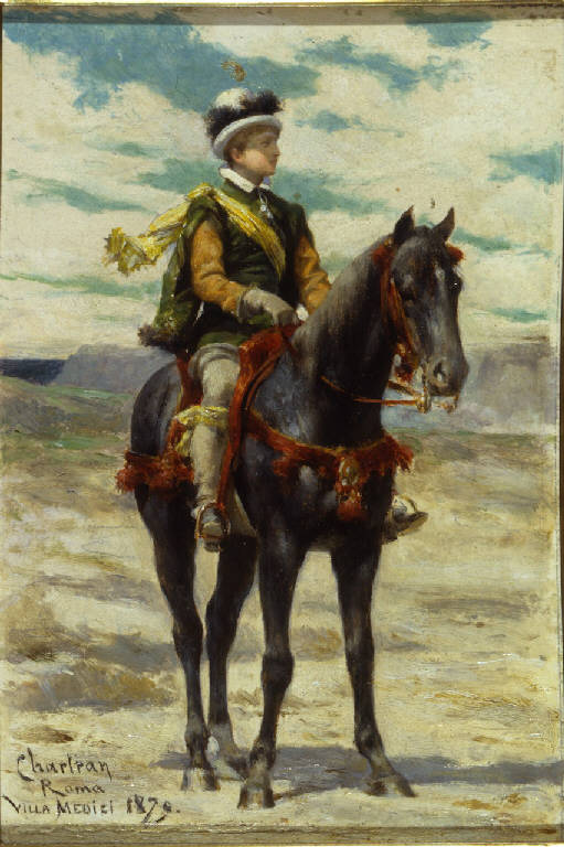 Cavaliere a cavallo, cavaliere a cavallo (dipinto) di Chartran Théobald (ultimo quarto sec. XIX)