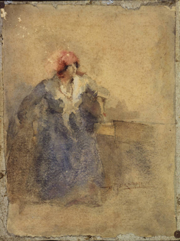 Giovane donna, donna (disegno) di Bignami Vespasiano detto Vespa (terzo quarto sec. XIX)