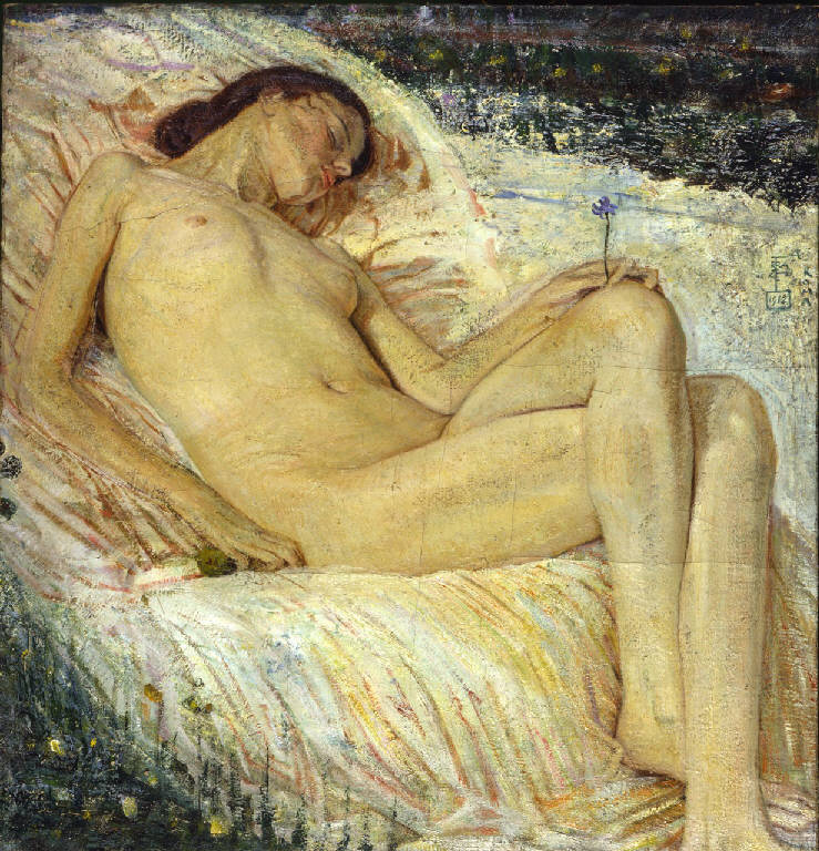 Maternità, Adolescente, nudo femminile (dipinto) di Ferrazzi Ferruccio (primo quarto sec. XX)