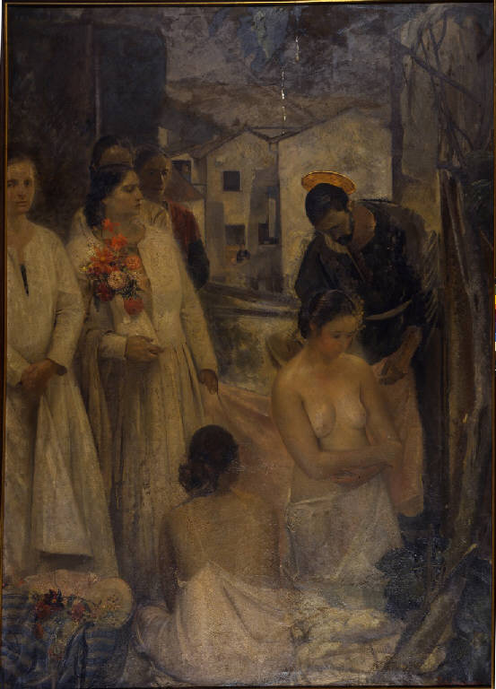 Il battesimo, battesimo (dipinto) di Gaudenzi, Pietro (secondo quarto sec. XX)