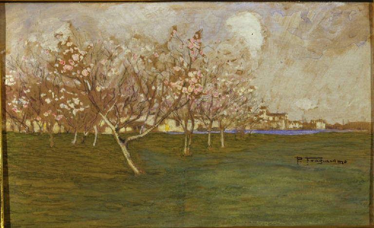 Primavera, paesaggio (dipinto) di Fragiacomo, Pietro (ultimo quarto sec. XIX)