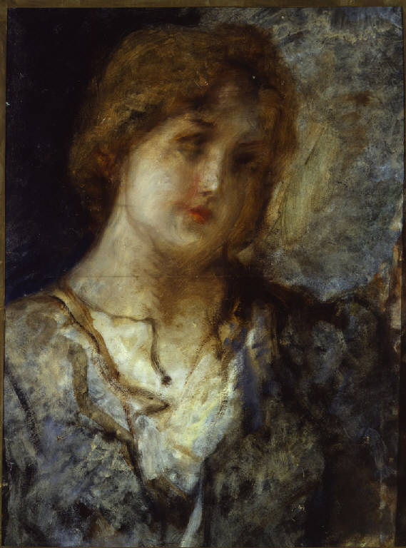 Busto di giovane donna, Ritratto di donna, figura femminile (dipinto) di Bianchi, Mosè (fine sec. XIX)