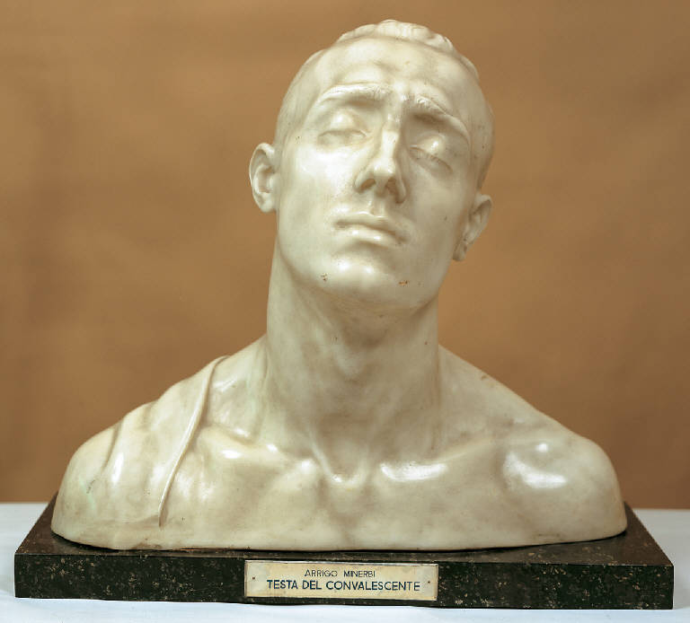 Testa del convalescente, Il convalescente, busto maschile (scultura) di Minerbi, Arrigo (primo quarto sec. XX)