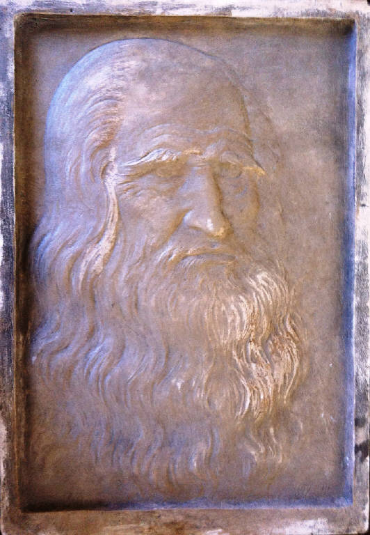 Leonardo, Leonardo da Vinci (rilievo) di Minerbi, Arrigo (terzo quarto sec. XX)