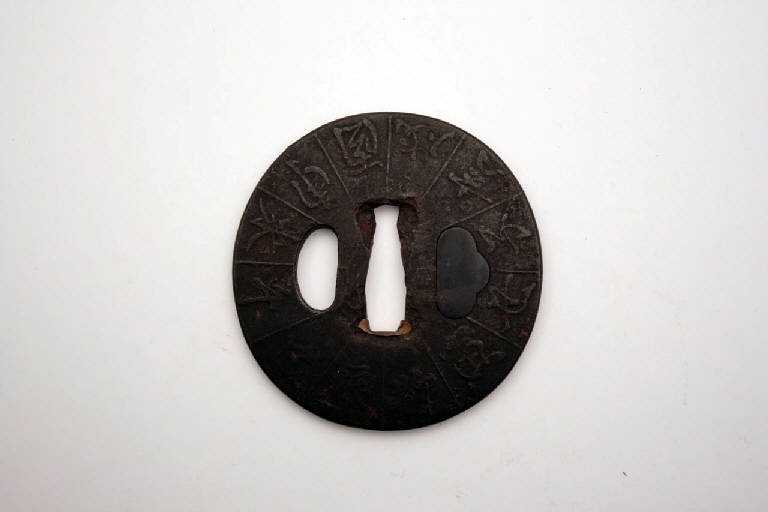 caratteri cinesi (elsa di spada) - manifattura giapponese (secc. XVI/ XVII)
