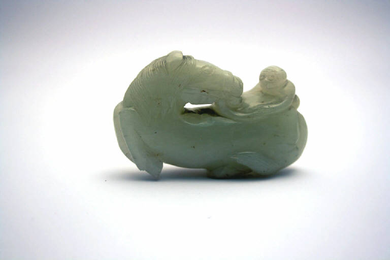 scimmia sopra un cavallo (scultura) - manifattura cinese (secc. XVIII/ XIX)