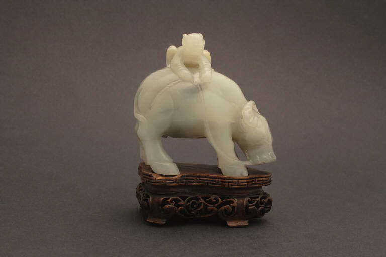ragazzo e bufalo (scultura) - manifattura cinese (secc. XVIII/ XIX)