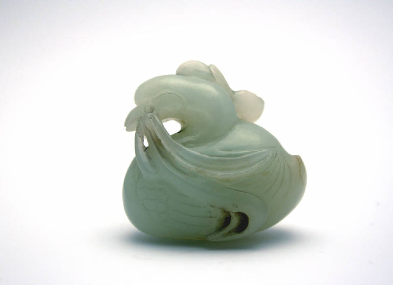 anatra e fiore di loto (scultura) - manifattura cinese (secc. XVII/ XIX)