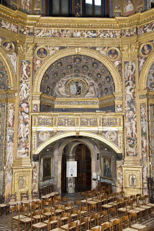 Elementi decorativi, Angeli che giocano, Angeli con strumenti musicali (dipinto) di Brambilla, Ferdinando (esecutore) (seconda metà sec. XIX)