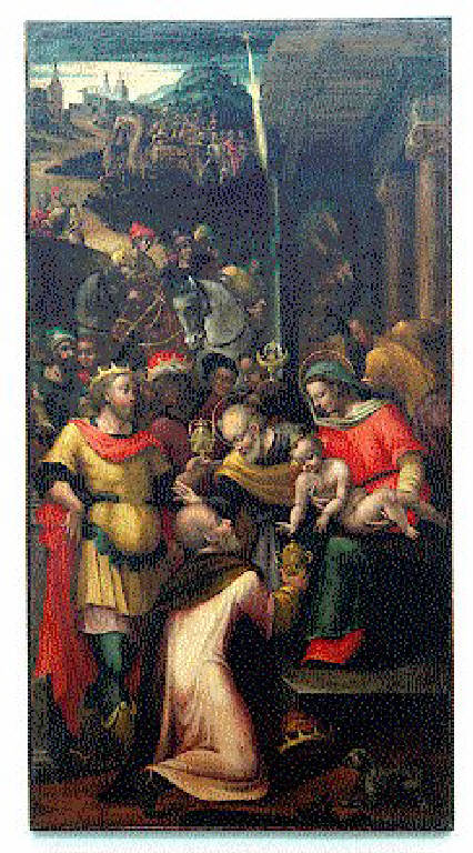 Adorazione dei Magi (dipinto) di Arisi, Sollecito (esecutore) (fine sec. XVI)