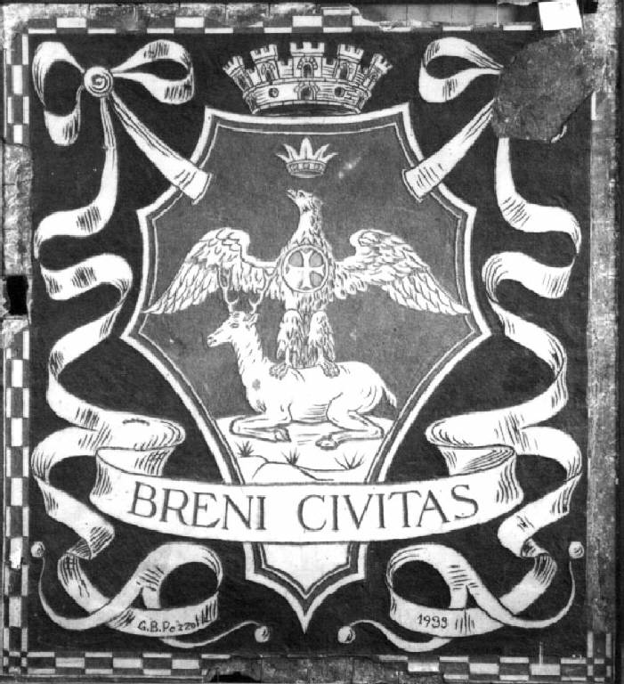 Stemma della città di Breno (pannello con stemma) di G.B. Pezzo (attr.) - ambito locale (secondo quarto sec. XX)