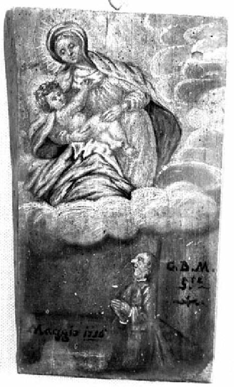 Madonna con bambino e devoto in preghiera (ex voto) - ambito locale (sec. XVIII)