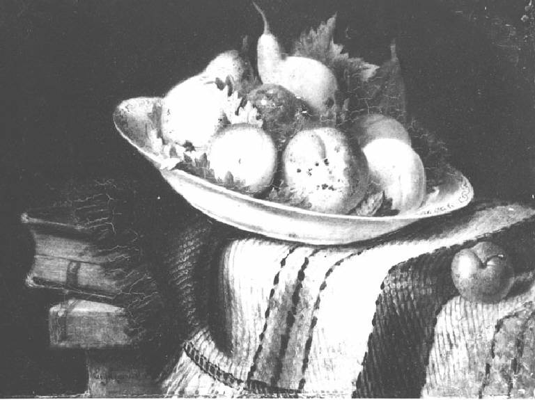 Natura morta con frutta e libri (dipinto) di Eugene Legenisel (attr.) - ambito francese (secc. XVIII/ XIX)