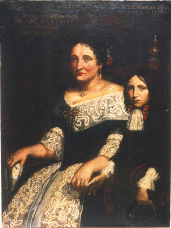 Ritratto di Marina Sisti Cattaneo e del figlio Giovan Battista. (dipinto) - ambito (fine sec. XVII)