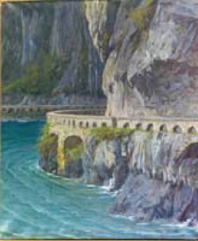 Riva del lago d'Iseo. (dipinto) di Francesco Domenighini (attr.) - ambito (secc. XIX/ XX)