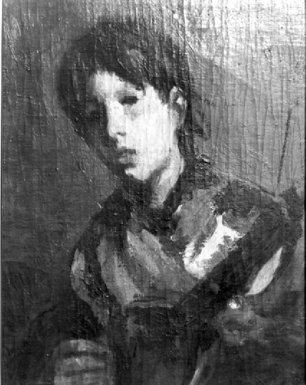 RITRATTO DI ADOLESCENTE CON MANDOLINO (dipinto) di Mosè Bianchi (attr.) (seconda metà sec. XIX)