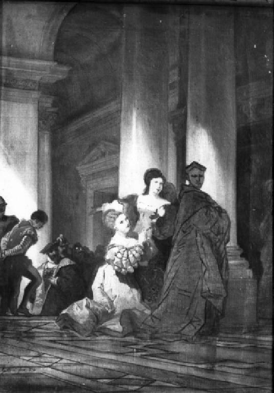 IMPLORAZIONE A UN PRELATO (dipinto) di Giuseppe Lorenzo Gatteri (attr.) (ultimo quarto sec. XIX)